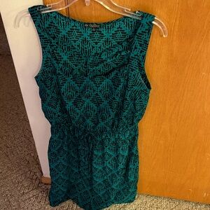 Teal Patterned Sleeveless dress